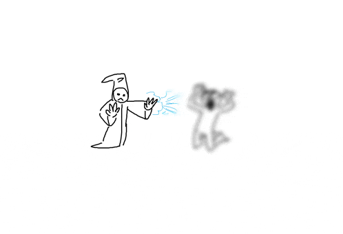 a drawing of a wizard with a blue light coming out of his mouth