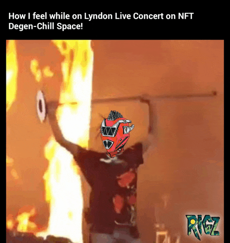 a poster with a picture of a man in a red helmet with the words how i feel while on lyndon live concert