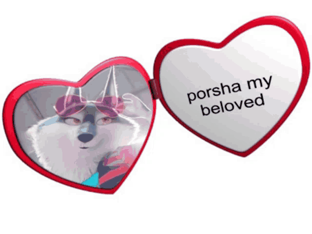 a heart shaped mirror says porsha my beloved