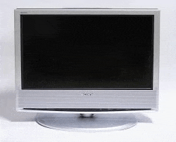 a sony tv is sitting on a white surface