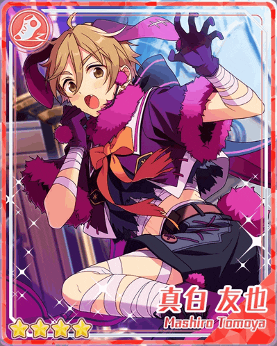 a card for mashiro tomoya shows him in a rabbit costume