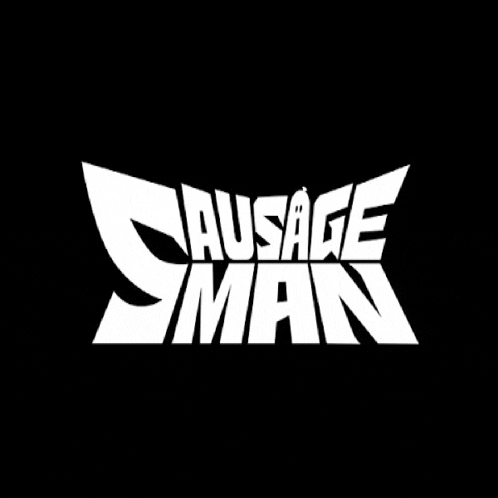 a black and white logo for sausage man is shown