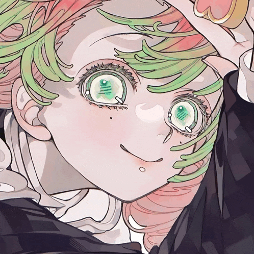 a drawing of a girl with green eyes