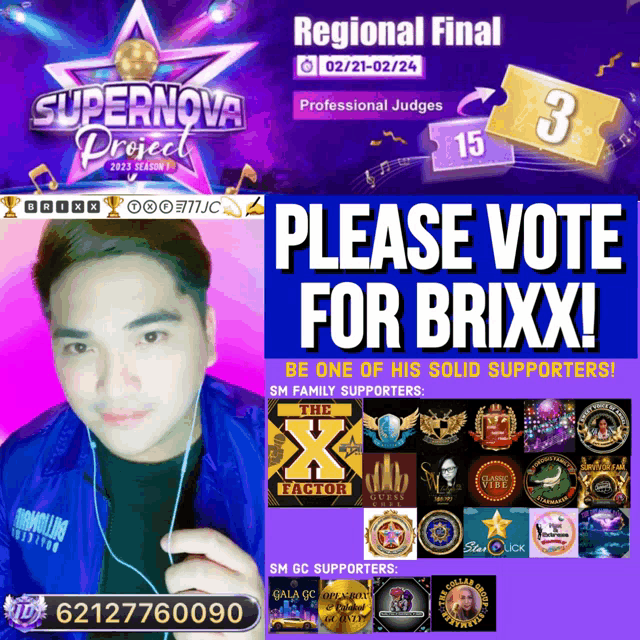 a poster for supernova project asking people to vote for brixx