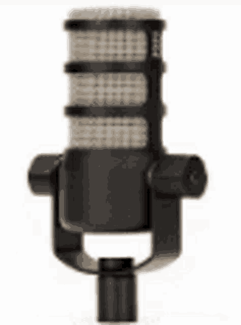 a close up of a microphone on a white background