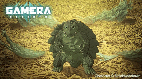 a picture of a turtle with the word gamera written on it