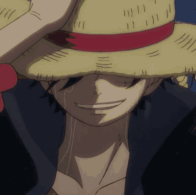 a close up of a person wearing a straw hat and smiling