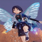 a girl with wings is standing on top of a rock .