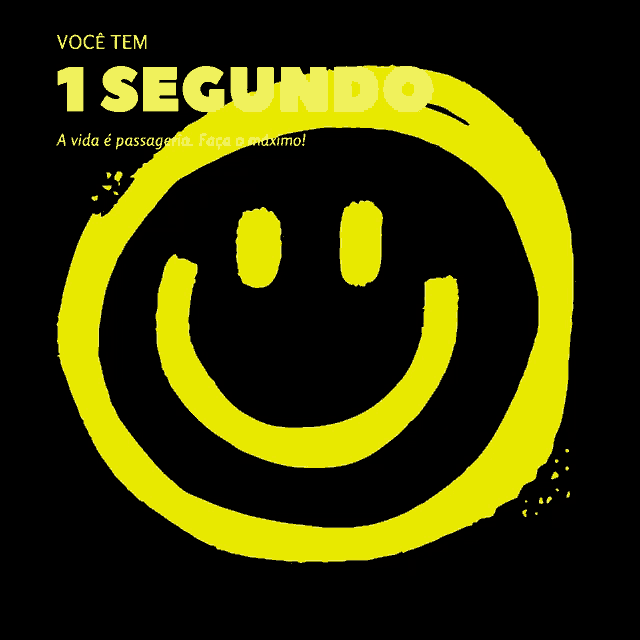 a yellow smiley face on a black background with the words 1 segundo written above it