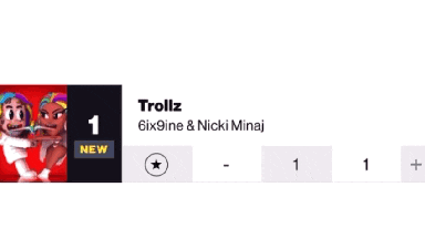 a screenshot of trollz 6ix9ine and nicki minaj 's songs