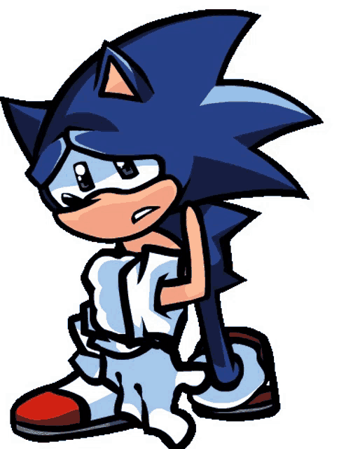 a cartoon drawing of sonic the hedgehog sitting down