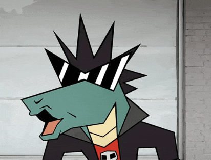 a cartoon character wearing a mohawk and sunglasses