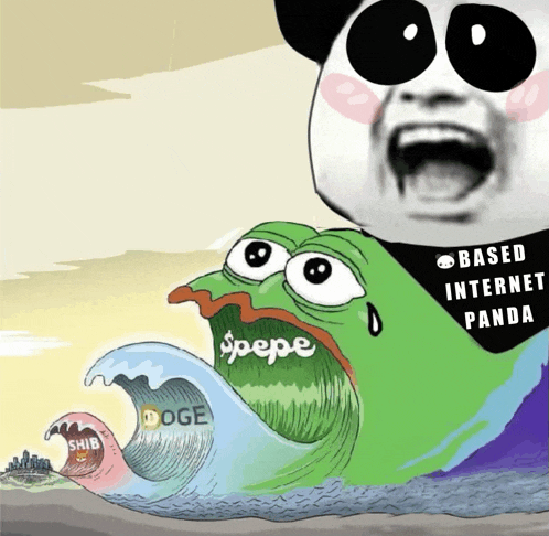 a cartoon of a frog with the word pepe on it