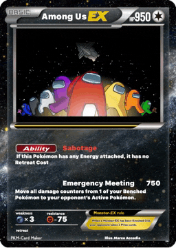 among us ex pokemon card with a picture of a group of among us