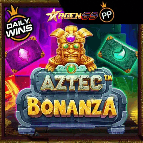 an ad for aztec bonanza shows a statue of a native american