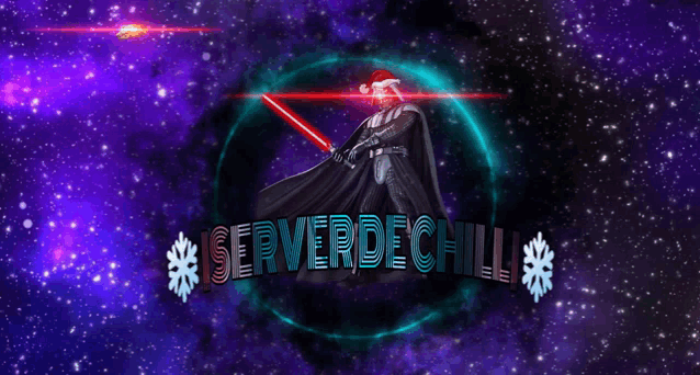 a picture of darth vader with a santa hat and the words serverde chill