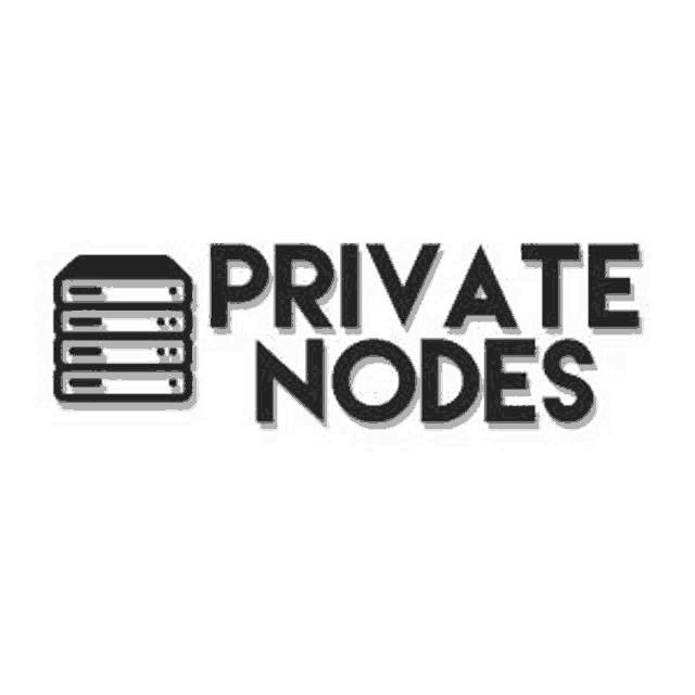 the logo for private nodes is a black and white logo with a server icon .