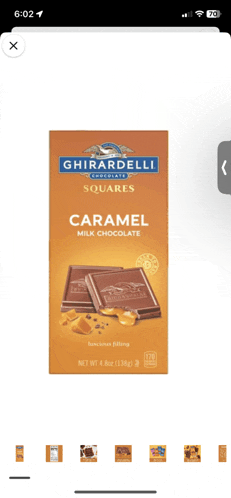 a box of ghirardelli caramel milk chocolate squares