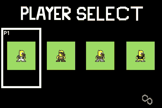 a player select screen for a video game with a yellow square with p1 in it