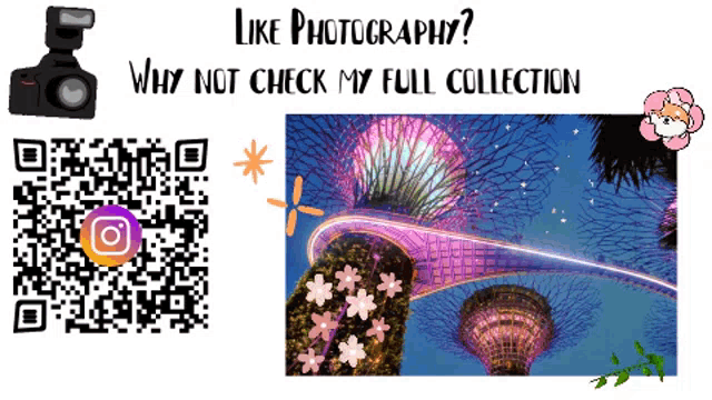 a qr code that says like photography is next to a picture of a building