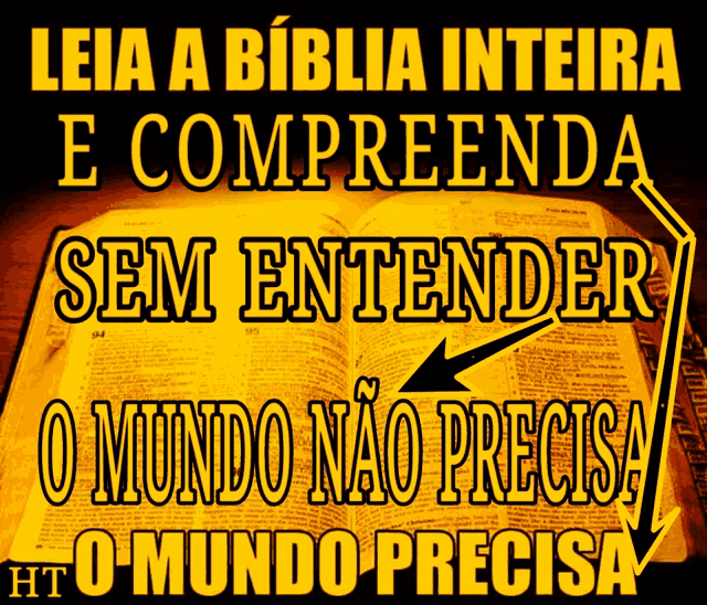 a poster that says " leia a biblia inteira e compreenda sem entender o mundo nao precisa "