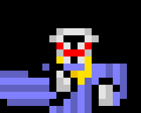 a pixel art drawing of a person with a red nose