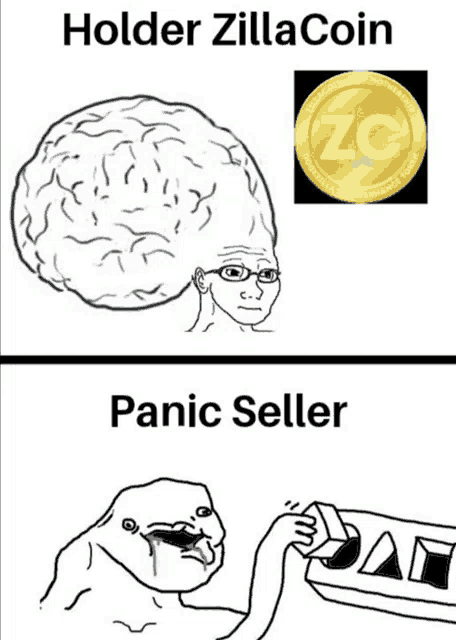 a drawing of a brain next to a coin that says holder zilla coin