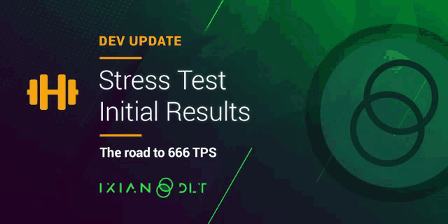 a green and purple banner says dev update stress test initial results