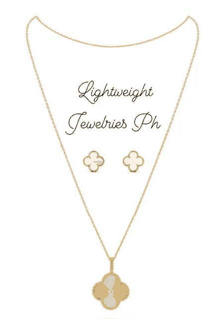 a necklace and earring set with lightweight jewelries ph written on the bottom