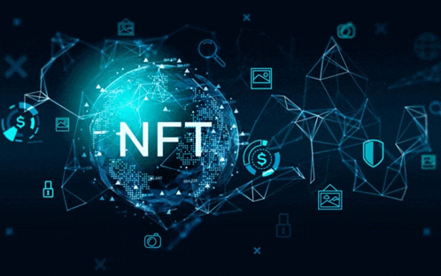 the word nft is on a blue globe