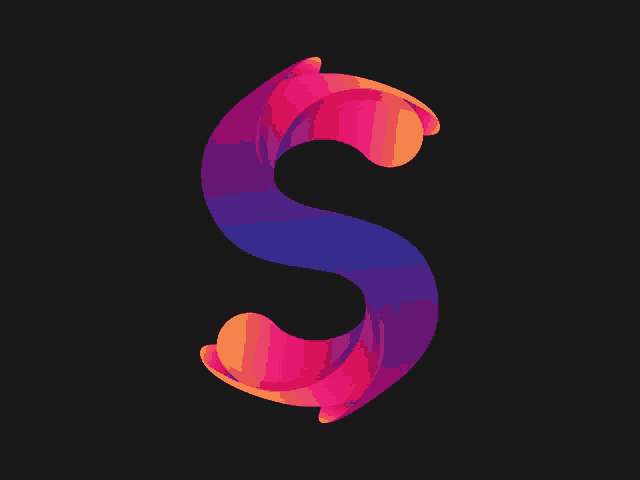 the letter s has a purple and pink gradient