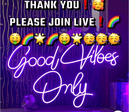 a neon sign says thank you please join live good vibes only