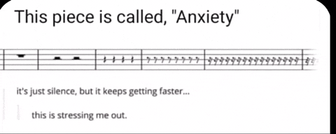 a sheet of music with the words " this piece is called anxiety "