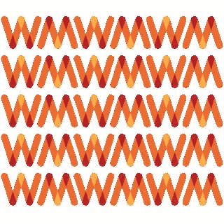 a row of orange and red lines with the letters w and m on them