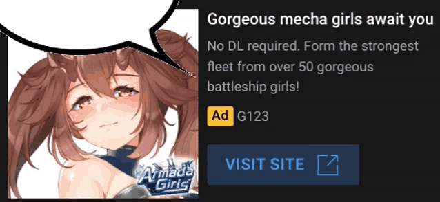 a gorgeous mecha girls await you advertisement for armada girls