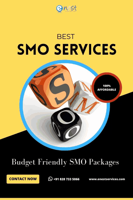 an advertisement for best smo services with a contact now button