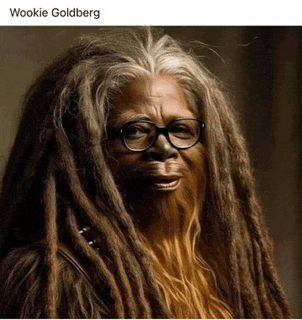 a woman with dreadlocks and glasses looks like chewbacca ..