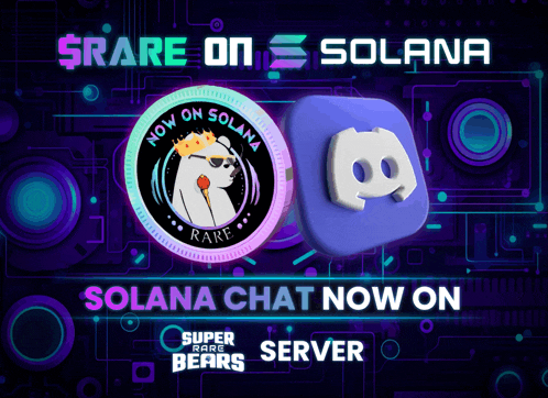 a poster advertising a super rare bears server on solana