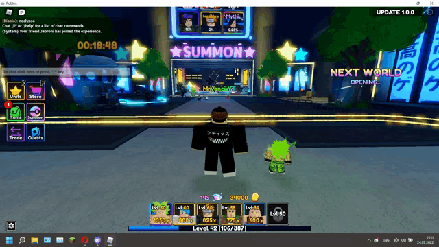 a person standing in front of a summon sign in a game