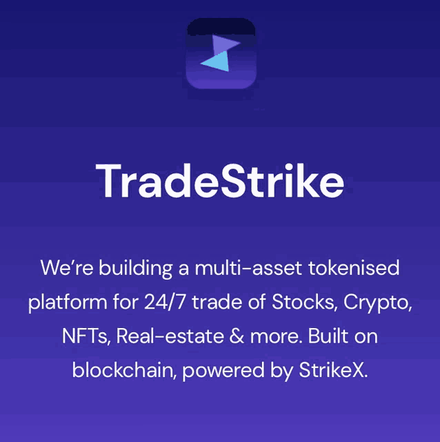 a purple background with the word tradestrike in white letters