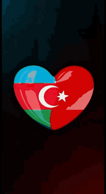 a heart with the flags of azerbaijan and turkey