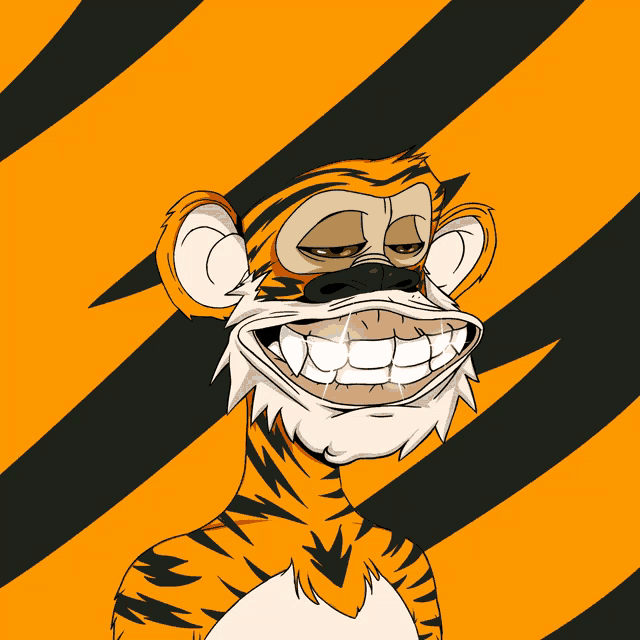 a cartoon drawing of a tiger with a big smile on its face