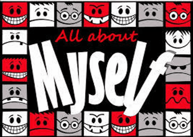 a poster with a bunch of cartoon faces and the words `` all about myself ''