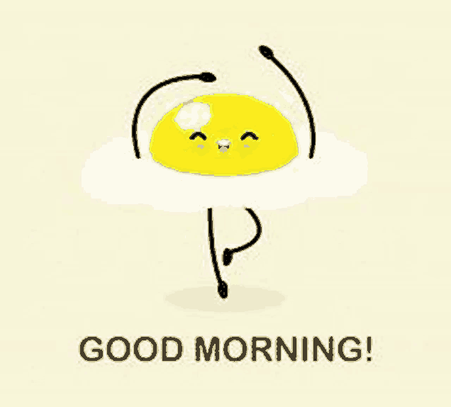 a cartoon illustration of a fried egg with a smiling face and arms .