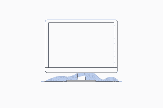 an illustration of a computer screen with a magnifying glass pointing at a button