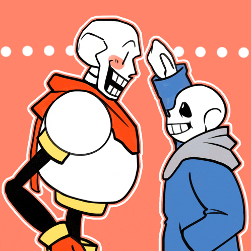 a cartoon of papyrus and sans giving each other high fives