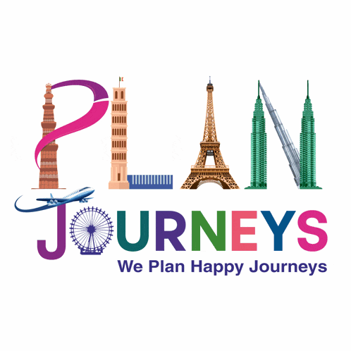 a colorful logo for plan journeys shows various famous landmarks