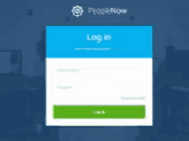 a blue and white login page for peoplenow