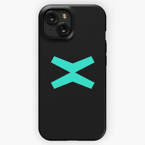 a black phone case with a green cross on it