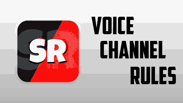 a red and black sr logo with the words voice channel rules